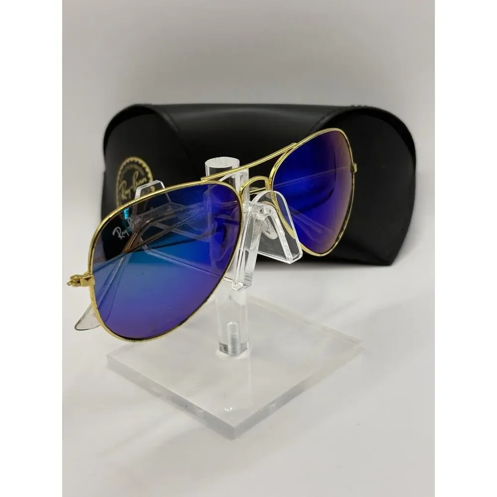 Ray-Ban RB3025 Aviator Gold Purple Blue Mirror Sunglasses 58-14 140